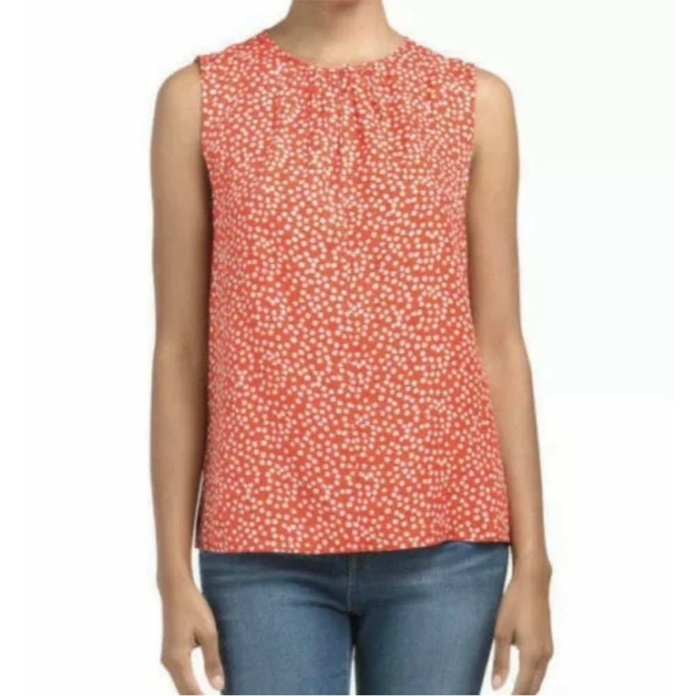 Rebecca Taylor red white floral silk sleeveless top 8